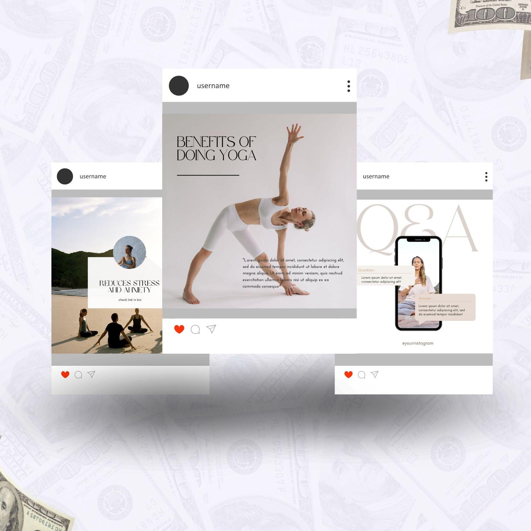 30 Professionelle Yoga Instagram Templates | Zeitsparer für Yogis
