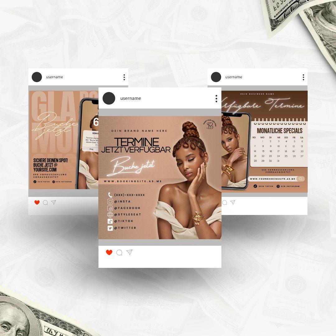 10 Canva Social Media Vorlagen für Friseure | DIY Beitrags-Banner